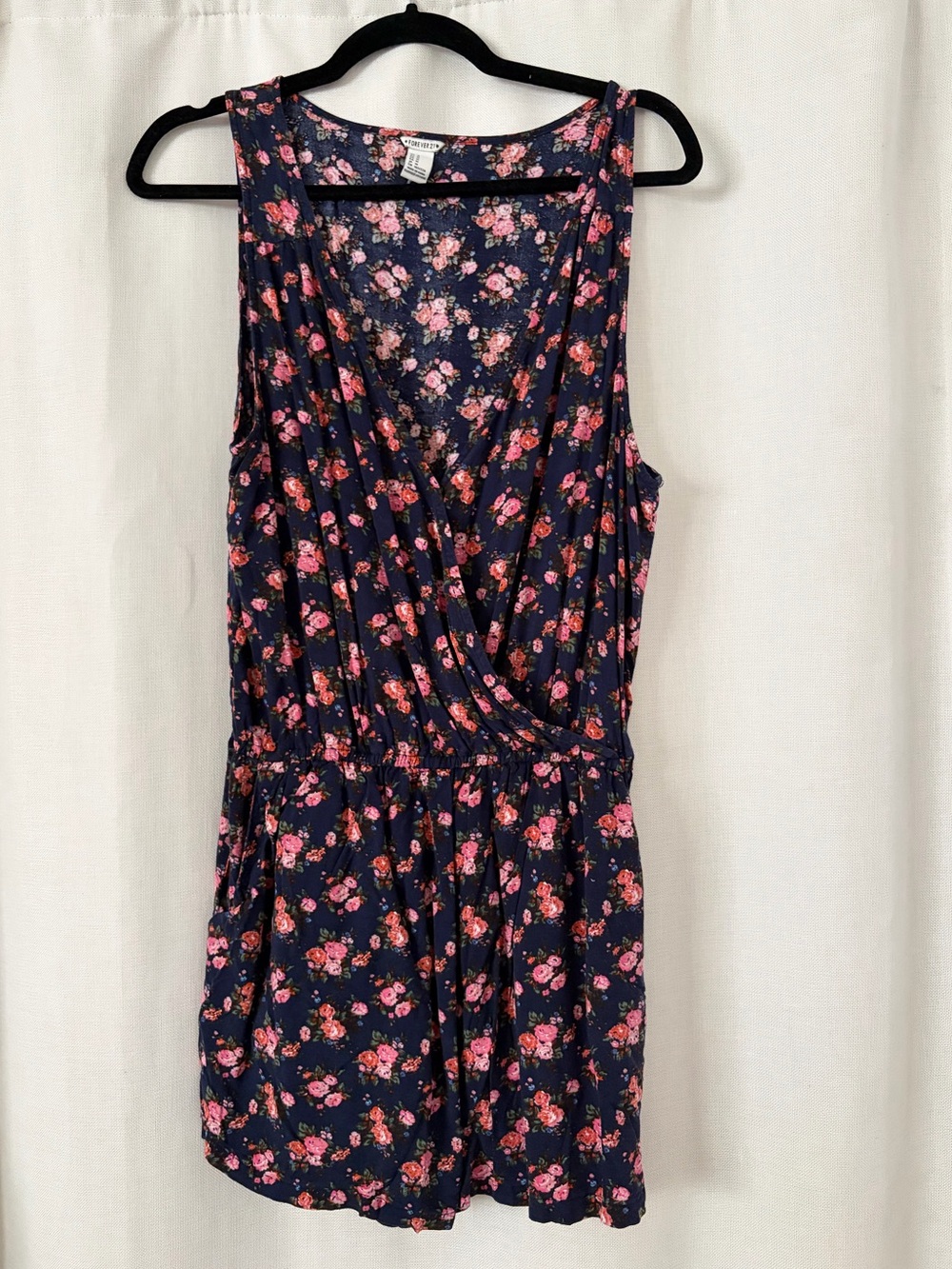 Forever 21 Navy Floral Sleeveless Romper